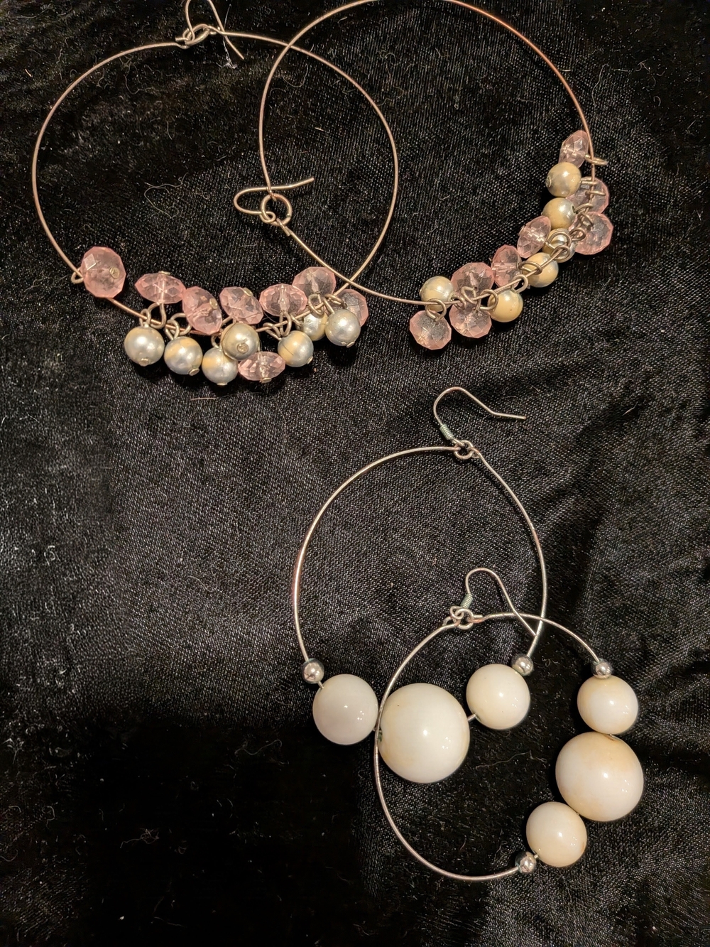 Pink and Cream Beaded Hoop Earrings — Women's Fashion Jewelry